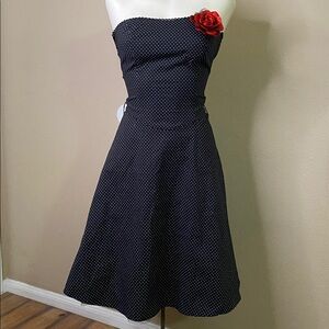 Ruby Rox Black polka dot strapless bustier look rockabilly dance dress 🖤☠️ 7